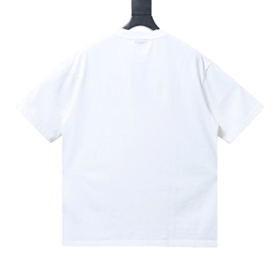 EM Sneakers Balenciaga SS25 Distressed T-Shirt featuring Double-B Embroidery and 3D Shadow Inkjet Logo White 02