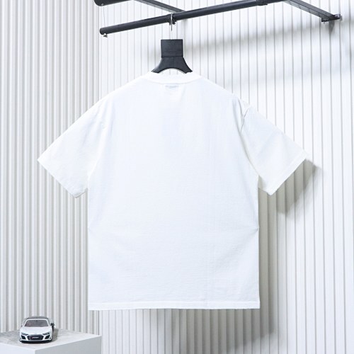 EM Sneakers Balenciaga SS25 Distressed T-Shirt featuring Double-B Embroidery and 3D Shadow Inkjet Logo White