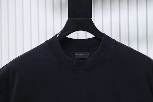 EM Sneakers Balenciaga T-Shirt with Ring-Loop Embroidery and Distressed Mini-Logo Black