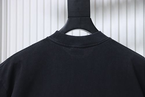 EM Sneakers Balenciaga T-Shirt with Ring-Loop Embroidery and Distressed Mini-Logo Black