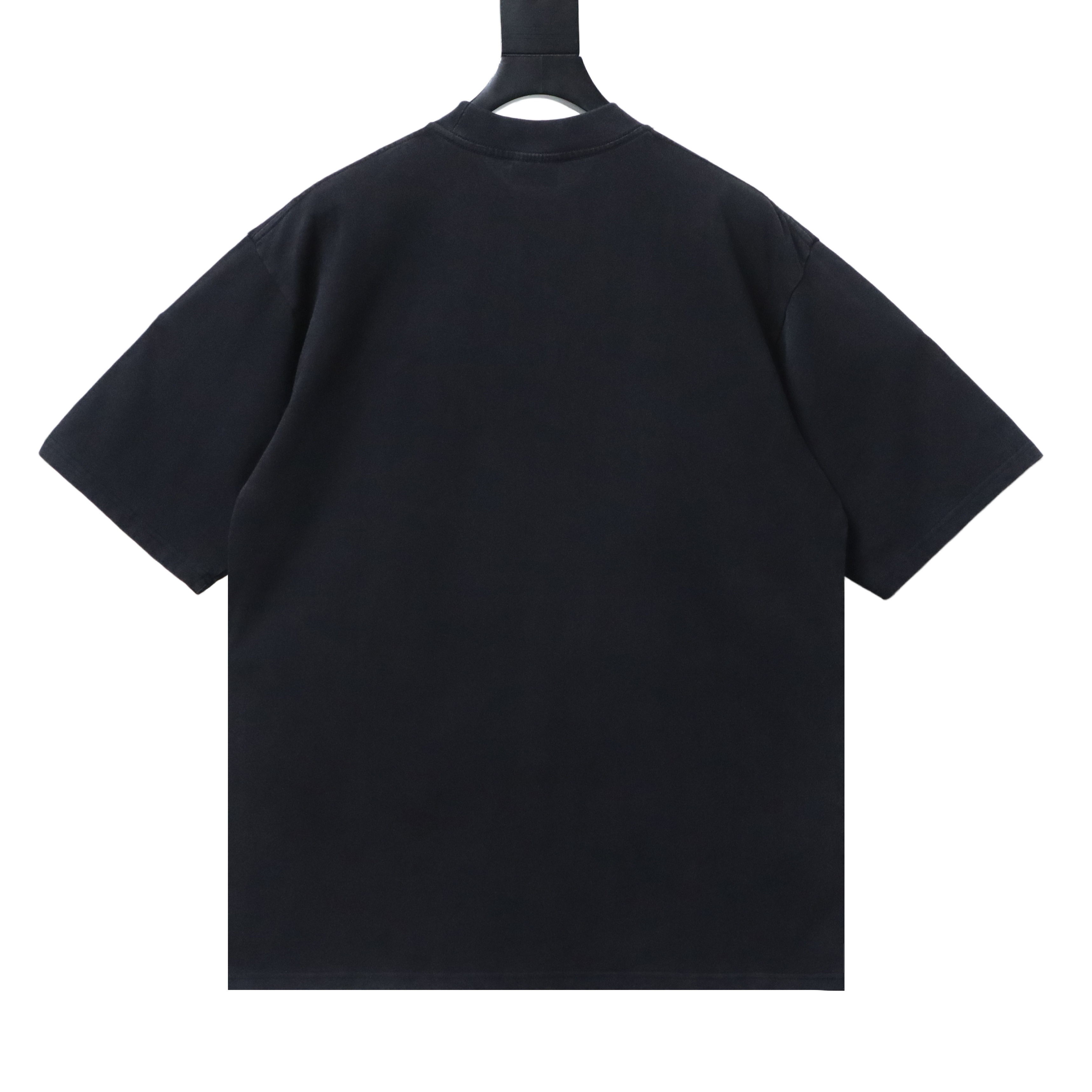 EM Sneakers Balenciaga T-Shirt with Ring-Loop Embroidery and Distressed Mini-Logo Black