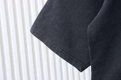 EM Sneakers Balenciaga T-Shirt with Ring-Loop Embroidery and Distressed Mini-Logo Black