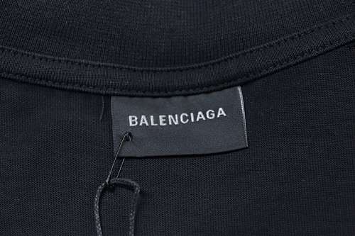 EM Sneakers Balenciaga T-Shirt with Ring-Loop Embroidery and Distressed Mini-Logo Black