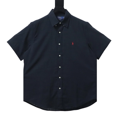 EM Sneakers Ralph Lauren Classic Fit Linen Shirt Black-Red Logo 01