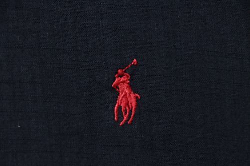 EM Sneakers Ralph Lauren Classic Fit Linen Shirt Black-Red Logo