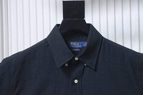 EM Sneakers Ralph Lauren Classic Fit Linen Shirt Black-Red Logo