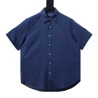 EM Sneakers Ralph Lauren Classic Fit Linen Shirt Navy-Red Logo 01