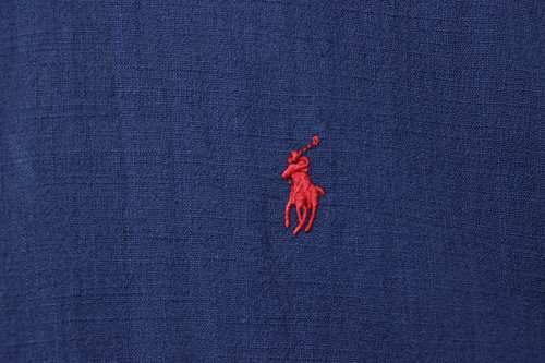 EM Sneakers Ralph Lauren Classic Fit Linen Shirt Navy-Red Logo