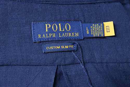 EM Sneakers Ralph Lauren Classic Fit Linen Shirt Navy-Red Logo