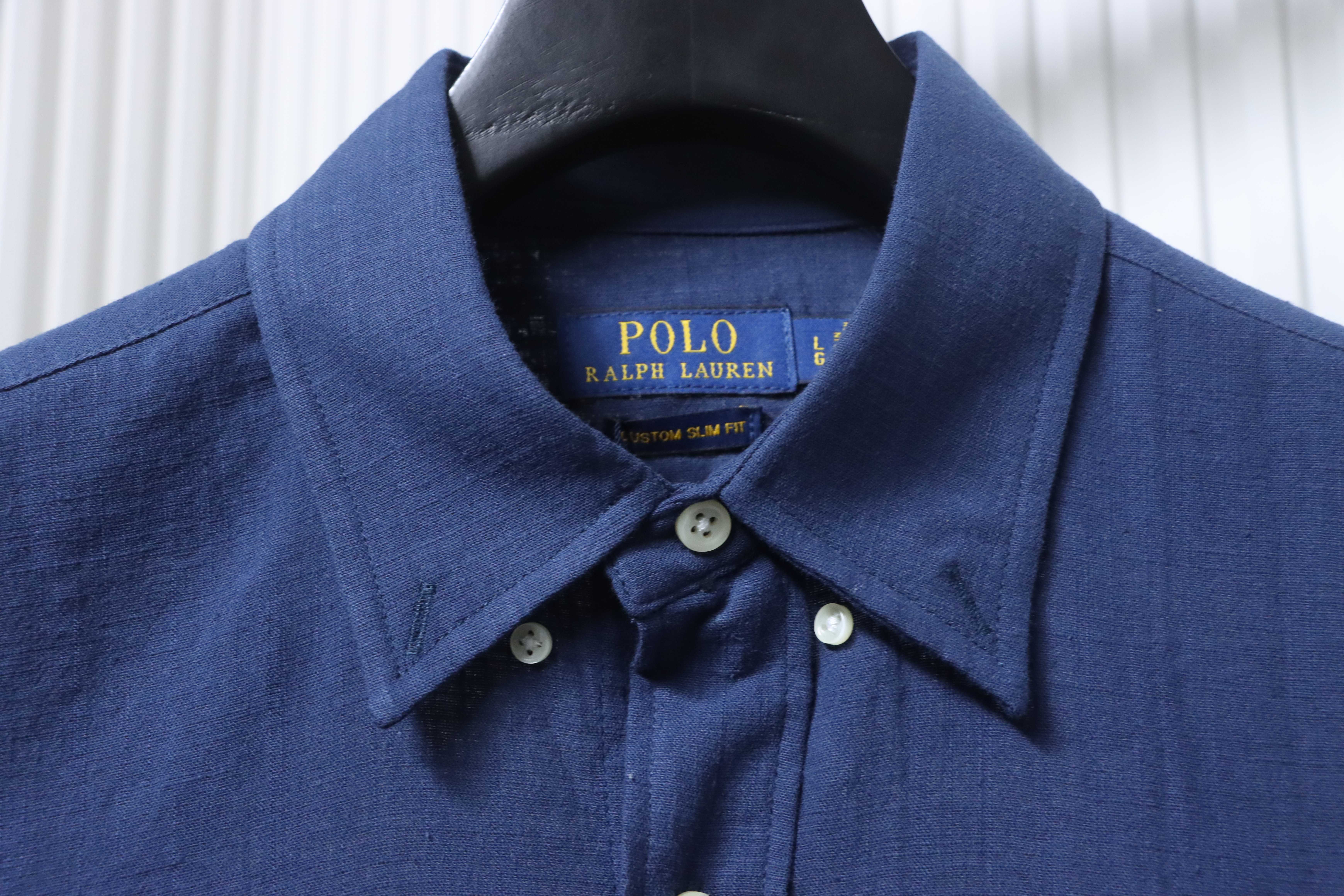 EM Sneakers Ralph Lauren Classic Fit Linen Shirt Navy-Red Logo