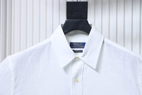EM Sneakers Ralph Lauren Classic Fit Linen Shirt White-NavyLogo