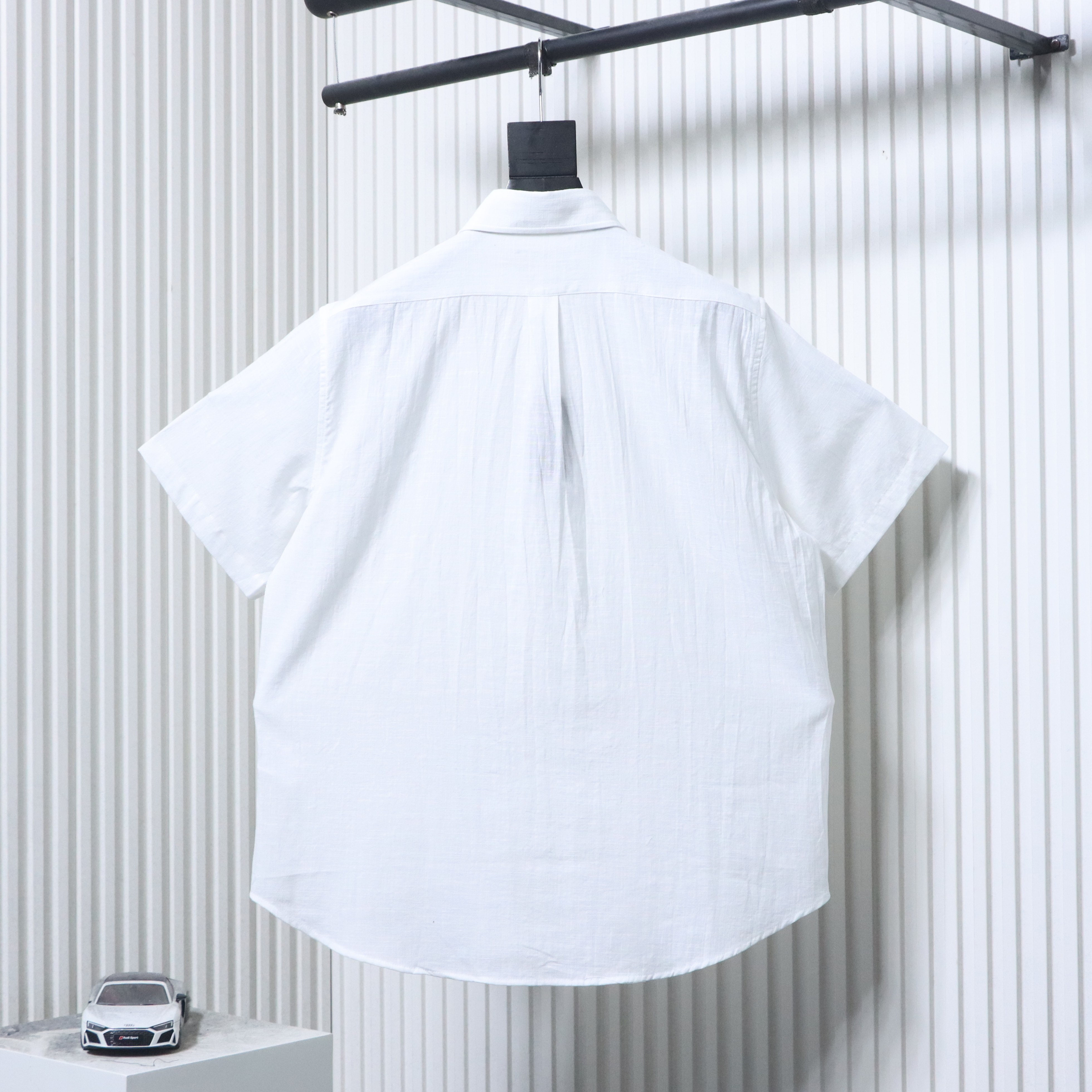 EM Sneakers Ralph Lauren Classic Fit Linen Shirt White-NavyLogo