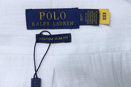 EM Sneakers Ralph Lauren Classic Fit Linen Shirt White-NavyLogo