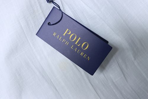 EM Sneakers Ralph Lauren Classic Fit Linen Shirt White-NavyLogo