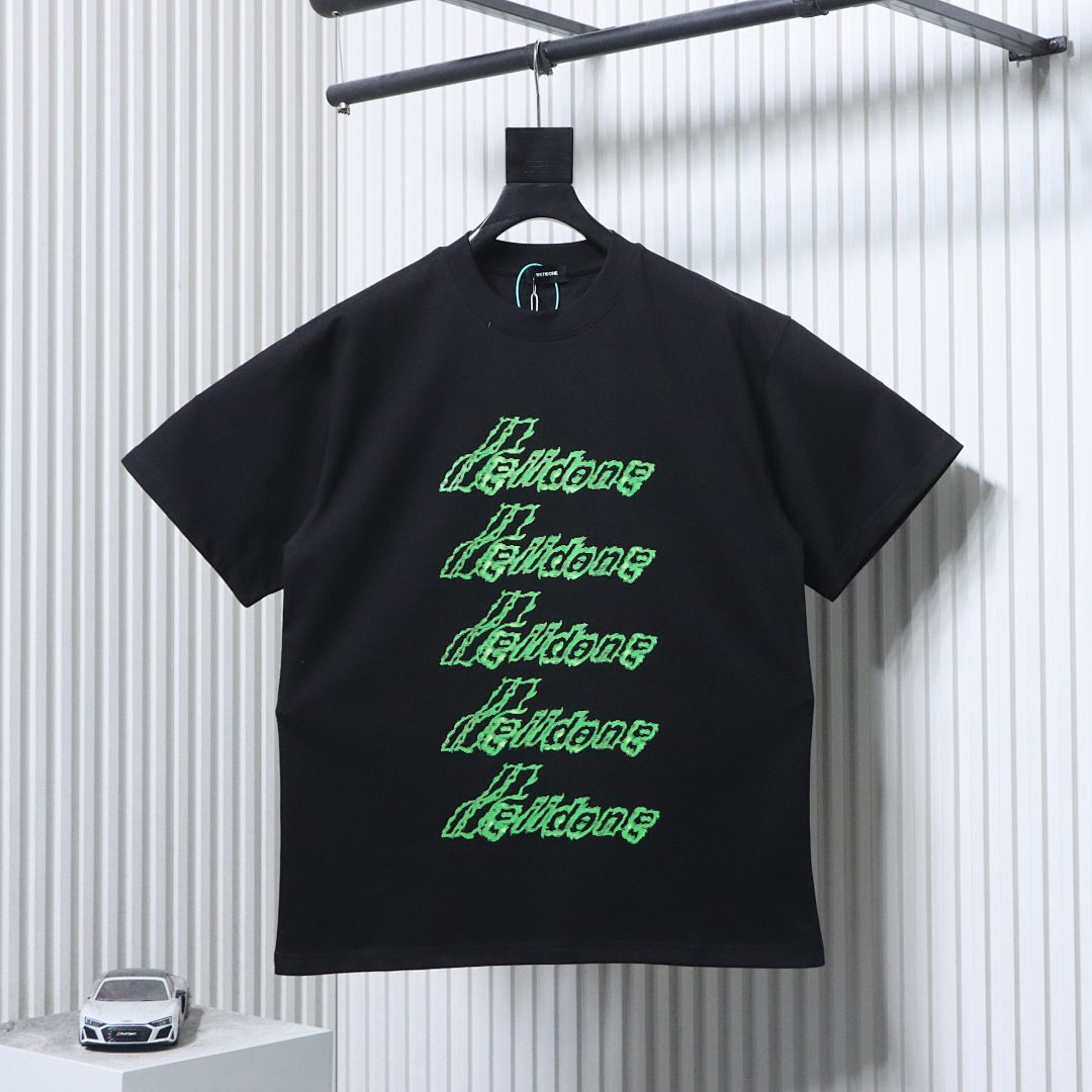 EM Sneakers WE11DONE 26SS Liquid Fluorescent Logo Barrage T-Shirt Black