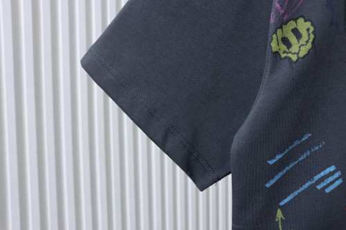 EM Sneakers WE11DONE Colorful Hand-Painted Graffiti Print T-Shirt Black