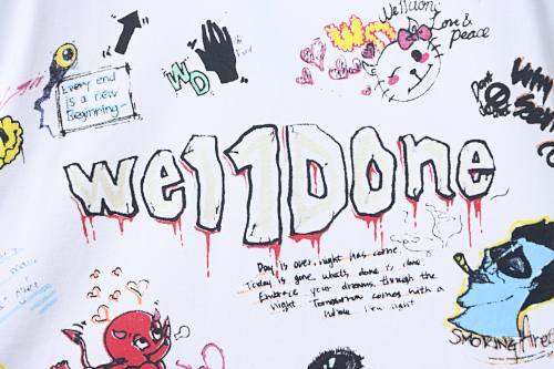 EM Sneakers WE11DONE Colorful Hand-Painted Graffiti Print T-Shirt White