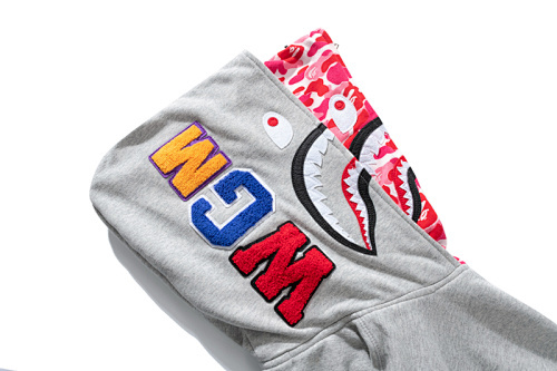 EM Sneakers BAPE ABC Camo Shark Wide Fit Full Zip Double Hoodie Gray