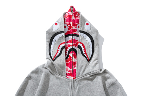 EM Sneakers BAPE ABC Camo Shark Wide Fit Full Zip Double Hoodie Gray