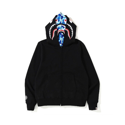 EM Sneakers BAPE ABC Shark Full Zip Double Hoodie Black/ Blue