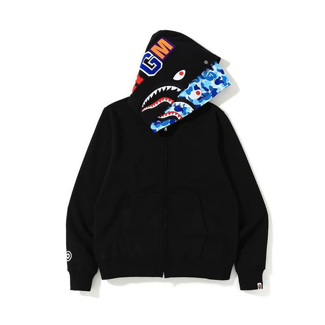 EM Sneakers BAPE ABC Shark Full Zip Double Hoodie Black/ Blue