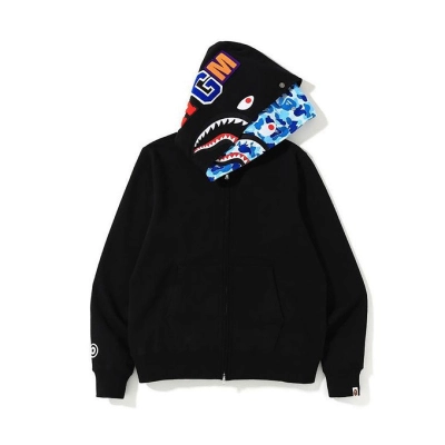 EM Sneakers BAPE ABC Shark Full Zip Double Hoodie Black/ Blue 01