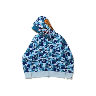 EM Sneakers BAPE Big ABC Camo Shark Wide Full Zip Double Hoodie Blue 02