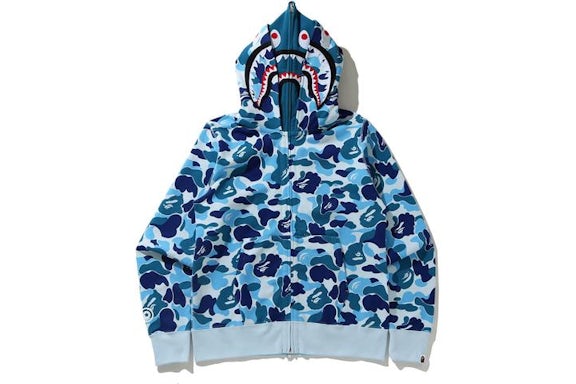 EM Sneakers BAPE Big ABC Camo Shark Wide Full Zip Double Hoodie Blue