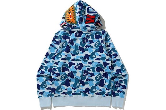 EM Sneakers BAPE Big ABC Camo Shark Wide Full Zip Double Hoodie Blue