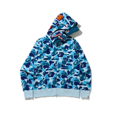 EM Sneakers BAPE Big ABC Camo Shark Wide Full Zip Double Hoodie Blue 01