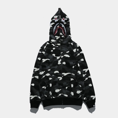 EM Sneakers BAPE City Camo Shark Wide Full Zip Hoodie Black 02