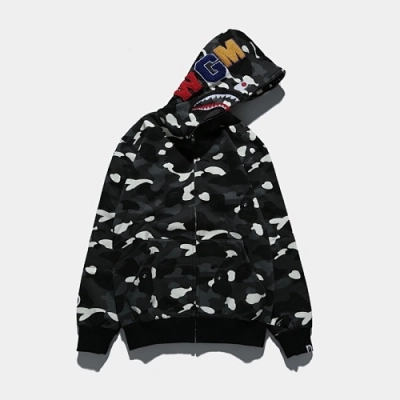 EM Sneakers BAPE City Camo Shark Wide Full Zip Hoodie Black 01