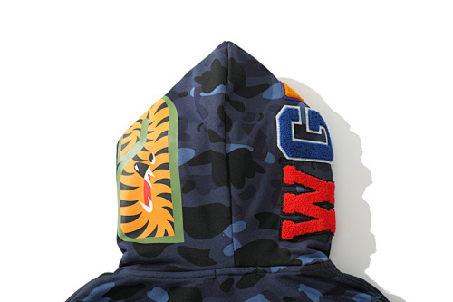 EM Sneakers BAPE Color Camo Shark Wide Full Zip Double Hoodie Navy
