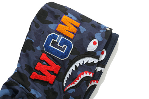 EM Sneakers BAPE Color Camo Shark Wide Full Zip Double Hoodie Navy
