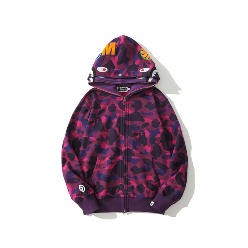 EM Sneakers BAPE Color Camo Shark Wide Full Zip Double Hoodie Purple