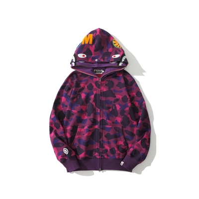 EM Sneakers BAPE Color Camo Shark Wide Full Zip Double Hoodie Purple 01