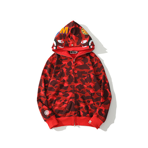 EM Sneakers BAPE Color Camo Shark Wide Full Zip Double Hoodie Red