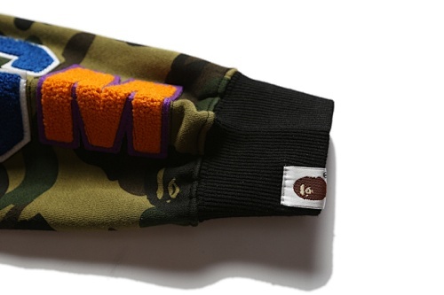 EM Sneakers BAPE Green Camouflage Half Sleeves Full Zip Hoodie