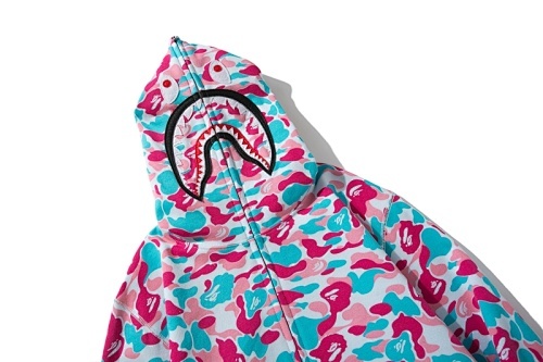 EM Sneakers BAPE Miami Co-Branded Double Hooded Shark Head Zip Hoodie 