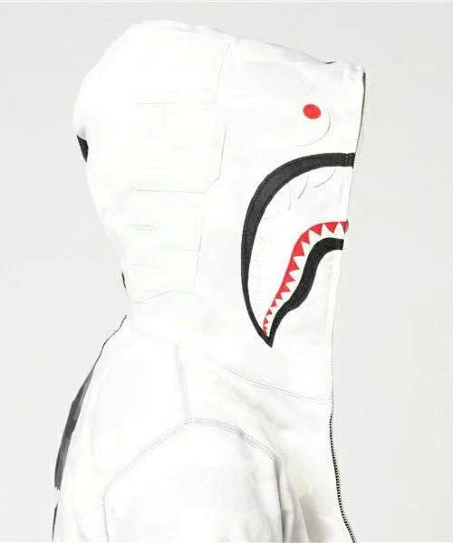 EM Sneakers BAPE Shark Head Black & White Glow-in-the-Dark Color-block Hoodie