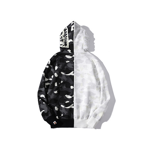 EM Sneakers BAPE Shark Head Black & White Glow-in-the-Dark Color-block Hoodie