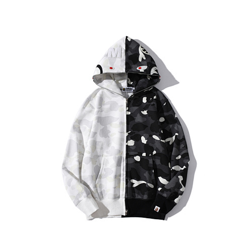 EM Sneakers BAPE Shark Head Black & White Glow-in-the-Dark Color-block Hoodie