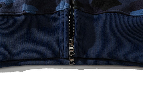 EM Sneakers BAPE Shark Head Tiger Head Zipper Camouflage Double Hooded Hoodie Blue