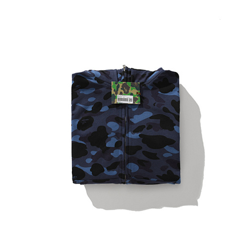 EM Sneakers BAPE Shark Head Tiger Head Zipper Camouflage Double Hooded Hoodie Blue