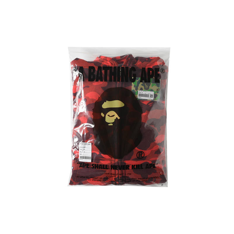 EM Sneakers BAPE Shark Head Tiger Head Zipper Camouflage Double Hooded Hoodie Red