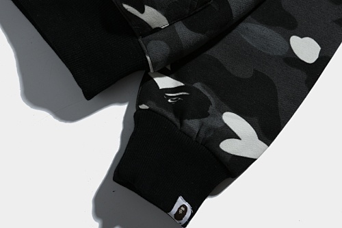EM Sneakers BAPE Shark Head Tiger Head Zipper Luminous Camouflage Double Hooded Hoodie Dark Gray