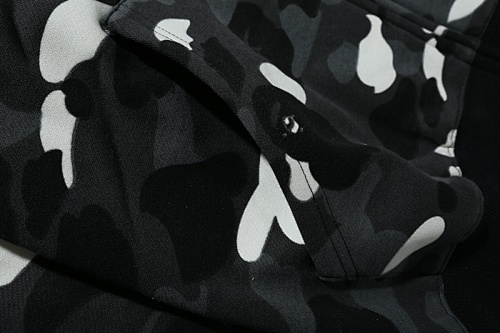 EM Sneakers BAPE Shark Head Tiger Head Zipper Luminous Camouflage Double Hooded Hoodie Dark Gray