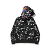 EM Sneakers BAPE Shark Head Tiger Head Zipper Luminous Camouflage Double Hooded Hoodie Dark Gray