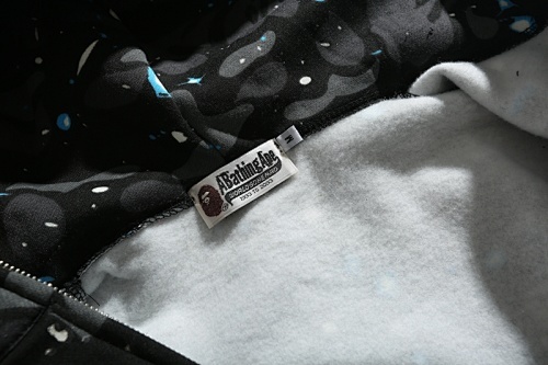 EM Sneakers BAPE Shark Head Tiger Head Zipper Starry Sky Camouflage Double Hooded Hoodie Dark Gray