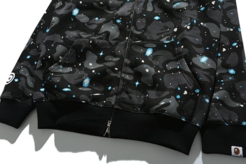 EM Sneakers BAPE Shark Head Tiger Head Zipper Starry Sky Camouflage Double Hooded Hoodie Dark Gray